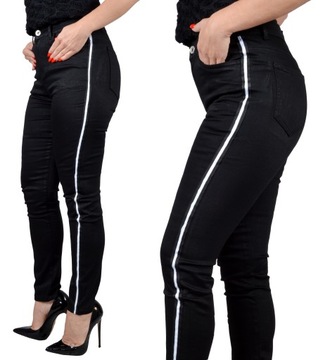 Jeansy Spodnie Damskie Jeansowe plus Size Lampasy