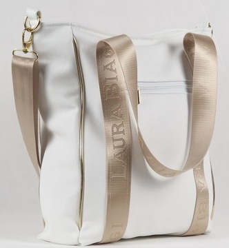 Laura Biaggi torebka klasyczna shopper skóra ekologiczna biała