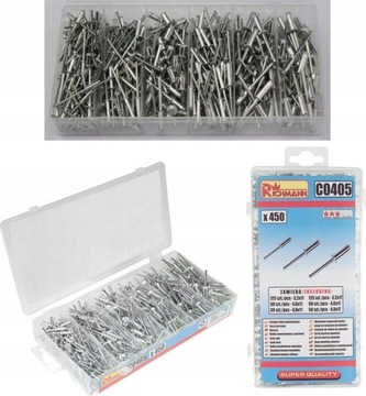 НАБОР 450 шт. ЗАКЛЕПКИ, РАЗЛИЧНЫЕ АЛЮМИНИЕВЫЕ ЗАКЛЕПКИ.