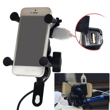 ДЕРЖАТЕЛЬ ДЛЯ ТЕЛЕФОНА ДЛЯ МОТОЦИКЛА GPS, 2 КРЕПЛЕНИЯ USB