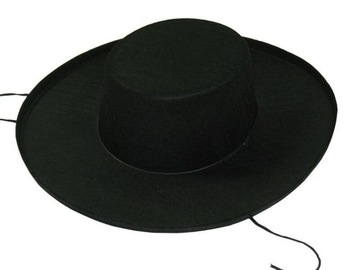 KAPELUSZ STRÓJ VENDETTA ZORRO CZARNY FILC