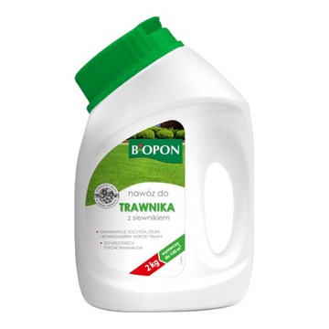 BIOPON NAWÓZ DO TRAWNIKA GRANULOWANY BUTELKA Z SIEWNIKIEM 2KG WYGODA UŻYCIA