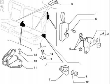 VÝZTUHA SEDADLA PRAVÝ FIAT PALIO 02-04 ORIGINÁLNÍ
