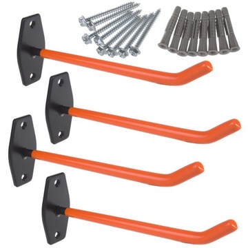 Набор из 4 настенных кронштейнов для подвешивания шин, колес, лестниц, велосипедов и садовых шлангов.