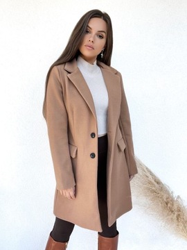 KLASYCZNY PŁASZCZ NA GUZIKI ELITE CAMEL XS