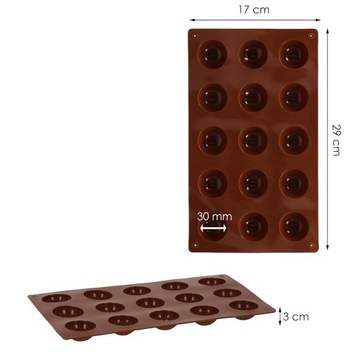 СИЛИКОНОВАЯ ФОРМА ДЛЯ ВЫПЕЧКИ МОНОПОРЦИИ ШОКОЛАДНЫХ МАББЛОВ, ПОЛУСФЕРА