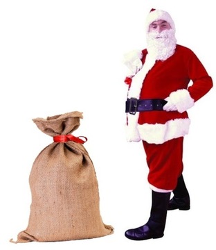Большой мешок Деда Мороза для подарков ко Дню Святого Николая, крепкий джут XXL.