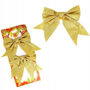 ZŁOTE BŁYSZCZĄCE KOKARDY KOKARDKI DEKORACJA 2 szt