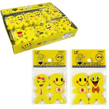 GUMKI do ścierania mazania EMOTIKONY 2szt ciastek gumka ludziki ciasteczka