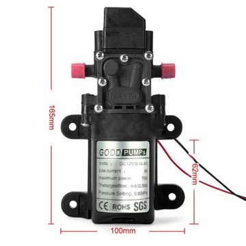 Мембранный водяной насос, самовсасывающий насос 12 В, 70 Вт, 130 фунтов на квадратный дюйм.