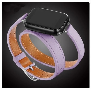 Damski pasek podwójny do iWatch iWatcha Apple 38, 40 i 41 mm LILIOWY SKÓRA
