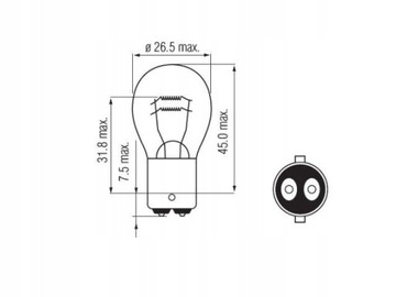 Светодиодная лампа 12В 12LED BA15D STOP BASHAN