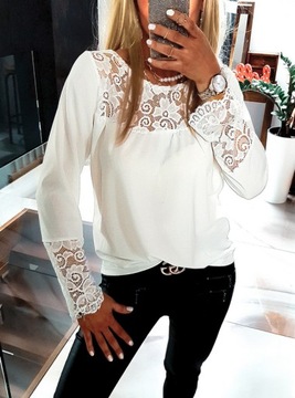 . BLUZKA KORONKOWA ELEGANCKA BOHO KOSZULA LUŹNA