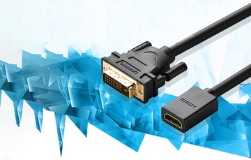 Кабель-переходник DVI (м) - HDMI (гнездо) 0,15 м Ugreen 20118 Черный