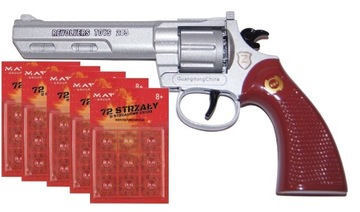 Pistolet Metalowy na Kapiszony Spłonkę Colt + 360 STRZAŁY gratis srebrny