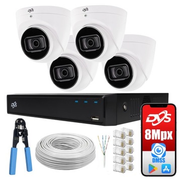 ZESTAW DO MONITORINGU IP 4 KAMERY 8MPX 4K POE IR30