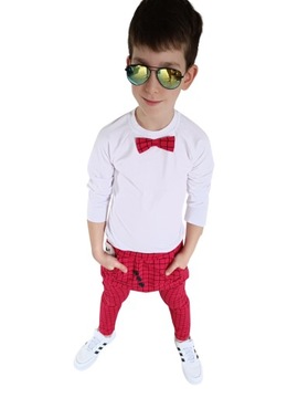 Bluzeczka elegancka z muchą kratka czerwień Style Kids 134