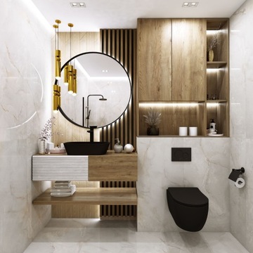 3D дизайн интерьера кухни, ванной, гостиной.