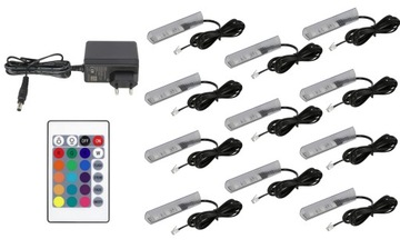 11x klipsy LED RGB do półek szyb klips KOMPLET