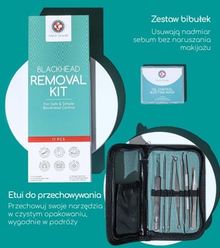 ZESTAW DO USUWANIA ZASKÓRNIKÓW 7szt. PRZYRZĄDY DO PIELĘGNACJI TWARZY