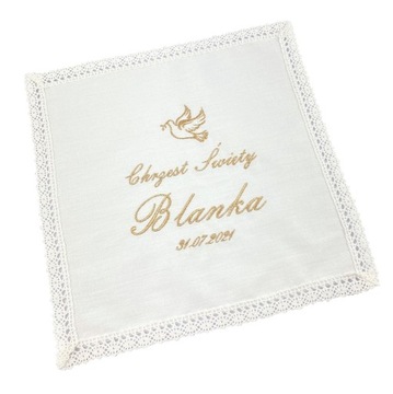 BIAŁA HAFTOWANA PERSONALIZOWANA SZATKA DO CHRZTU NA CHRZEST KRZYŻMO