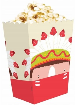 Pudełko na popcorn INDIAŃSKIE PARTY karnawał 4 szt.