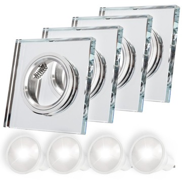 4x MOCNA OPRAWKA LED SUFITOWA ŻARÓWKI GU10 HALOGENOWA OCZKO SZKLANA SZKŁO