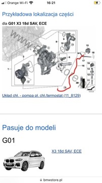 BMW G01 G02 G20 G21 G30 G31 TERMOSTAT ČERPADLO VODY P.CHLODNICZEGO 8 593 269