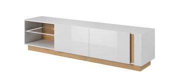 Szafka RTV Komoda TV Biały Połysk Dąb 190cm