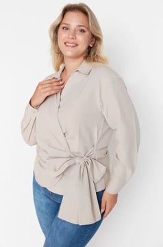 TRENDYOL CIENKA BLUZKA KOPERTOWA PLUS SIZE 48 0RA