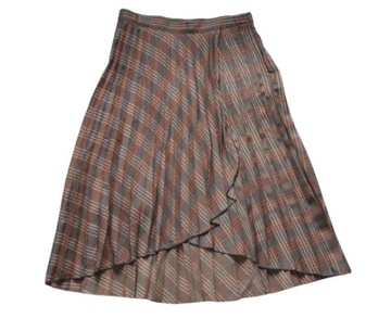 NOWA Spódnica w kratkę midi plisowana plisy brązowa krata 44/46 H&M