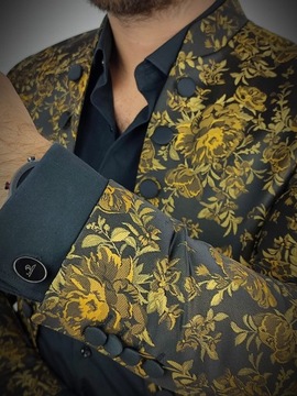 Куртка мужская цветы GG11 золотые розы 48 S