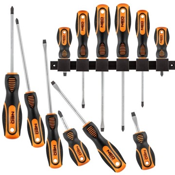 НАБОР ОТВЕРТОК NEO, отвертки с магнитом, 6 шт. 04-193 + РУЧКА TPR+ABS