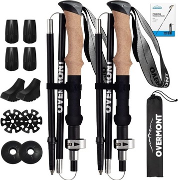 Kijki trekkingowe z włókna węglowego Overmont para 105-125cm /Q