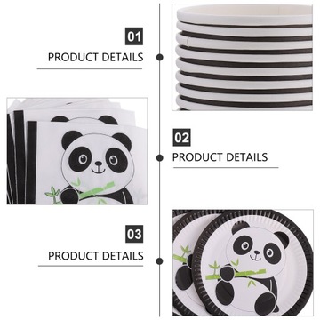 1 НАБОР КРАСИВЫХ ОДНОРОДНЫХ БУМАЖНЫХ ТАРЕЛОК «ПАНДА»