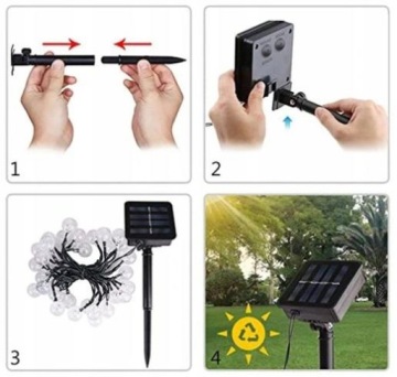 12M СОЛНЕЧНЫЕ САДОВЫЕ СВЕТИЛЬНИКИ GIRLANDA 100 СВЕТОДИОДНЫХ ХОЛОДНЫХ ШАРОВ БЕЛЫЕ