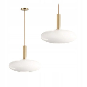 LAMPA WISZĄCA GLAMOUR ELIPSA PŁASKA BIAŁA ZŁOTA APP668