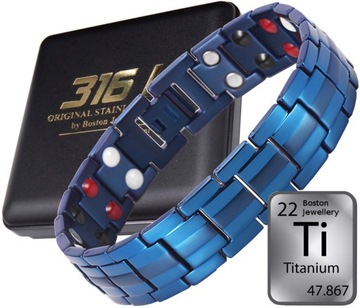 GRUBA TYTANOWA ZDROWOTNA BRANSOLETA MĘSKA MAGNETYCZNA MOCNA CZYSTY TYTAN