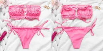 STRÓJ KĄPIELOWY DWUCZĘŚCIOWY SEXY BIKINI BRAZYLIJSKIE MARSZCZONA OPASKA M