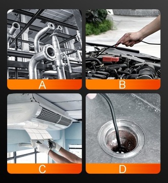 ENDOSKOP KAMERA INSPEKCYJNA RUCHOMA GŁOWICA 6mm DWA OBIEKTYWY 2m 2000mAh HD