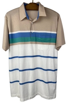 Koszulka męska polo z kołnierzykiem wielokolorowa w paski EDITIONS r. L USA