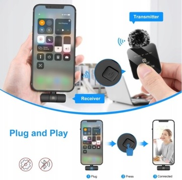 2x Bezprzewodowy Mikrofon Krawatowy Telefonu PULUZ USB-C ANDROID iOS PU648B