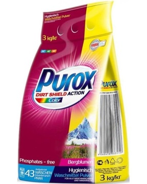 PUROX СТИРАЛЬНЫЙ ПОРОШОК ЦВЕТ 3КГ 43 стирки