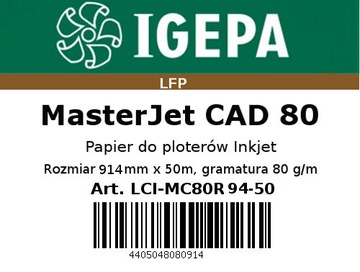 Papier w roli do plotera CAD 80g/m 914x50 IGEPA