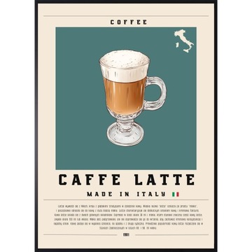 PLAKAT 30x40 KAWA COFFEE CAFFE LATTE STYL RETRO VINTAGE BAR PUB RESTAURACJA