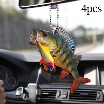 4 szt. Generic ryby wiszące ozdoby samochodowe prezent lusterko wsteczne samochodu styl D