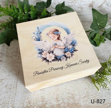 Сувенирная коробочка для причастия, экошкатулка с девочкой + бесплатный ангелочек