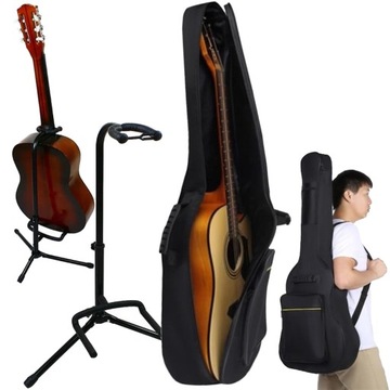 ZESTAW POKROWIEC FUTERAŁ NA GITARĘ + STATYW DO GITARY GITAROWY