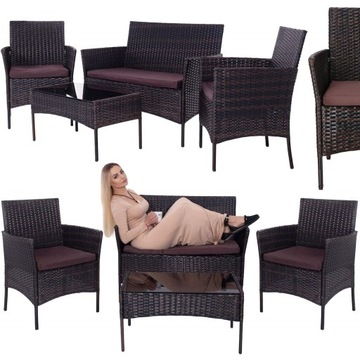 КОМПЛЕКТ САДОВОЙ МЕБЕЛИ ДИВАН СТОЛ РОТАНГОВЫЕ СТУЛЬЯ КОМПЛЕКТ МЕБЕЛИ ДЛЯ 5 ЧЕЛОВЕК