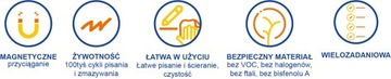 Folia suchościeralna ferromagnetyczna 1200mm klej tablica stalowa biała